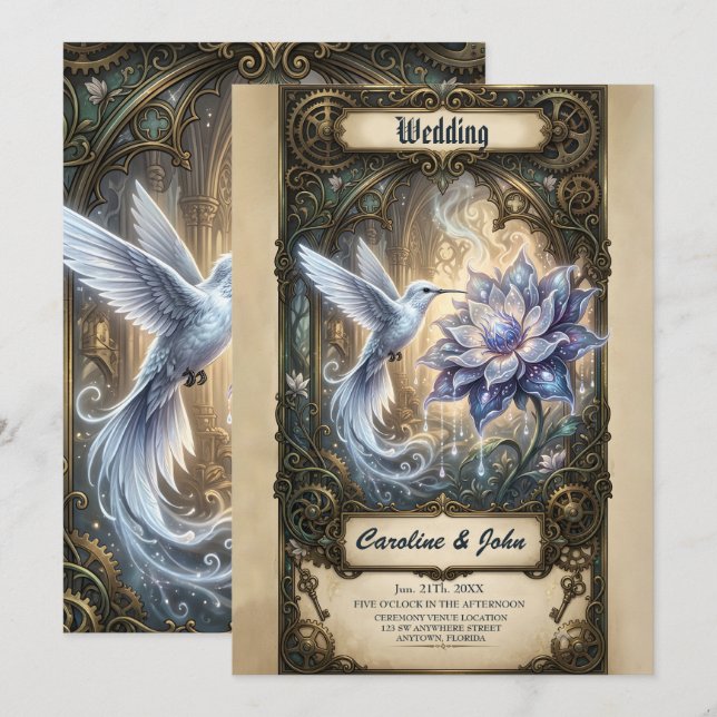 Convites Beija-flor Enfeitiçado & Flor da Lua.  (Frente/Verso)