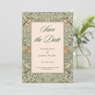 Convites Beija-flores e Flores Art Nouveau Salve a Data