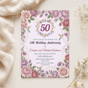Convites Beija-flores Royal Gold 50º Aniversário de Casamen