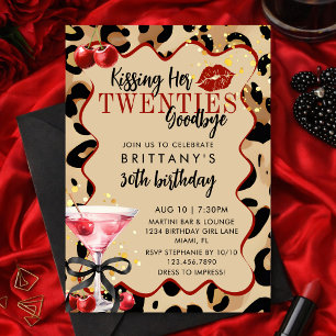 Convites Beijando Meus 20 Anos de Adeus Glam Martini 30º An