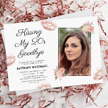 Convites Beijando minha festa de aniversário de 30 anos do<br><div class="desc">Celebrar o grande três-oh com um estrondo! Nossos elegantes convites de festas aniversário de 30 anos completam-se com um delicioso design floral rústico, uma mensagem "beijando meu adeus dos anos 20", e marcas de batom rosa e brincalhão. Você vai adorar a simplicidade do pano de fundo branco e o toque...</div>