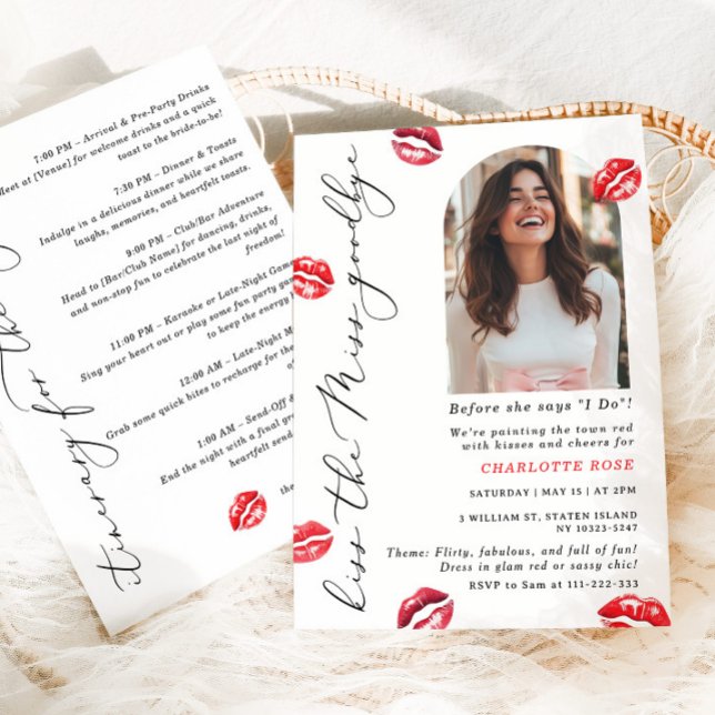 Convites Beije a Senhorita Tchau Último Beijo para a Senhor (Criador carregado)