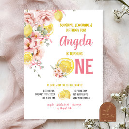 Convites Beije Floral Limão Doce Um Primeiro Aniversário