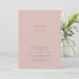 Convites Beijo Rosa Empoeirado Casamento Moderno Minimalist