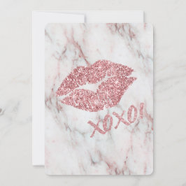 Convites Beijo XOXO Glitter de Rosa bonito