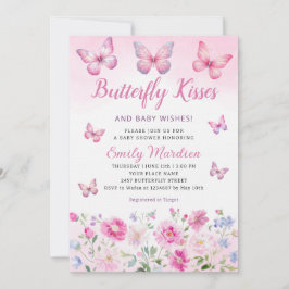Convites Beijos borboletas e bebês desejam Chá de fraldas