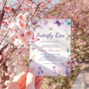 Convites Beijos borboletas e bebês desejam Chá de fraldas