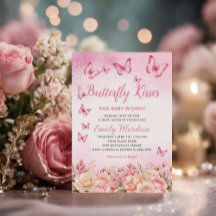 Beijos borboletas e bebês desejam Chá de fraldas r