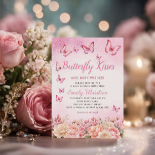 Convites Beijos borboletas e bebês desejam Chá de fraldas r
