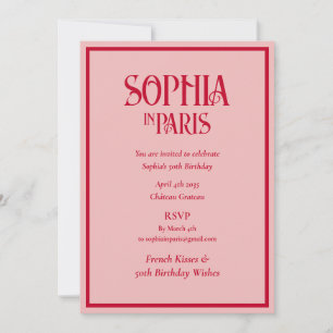 Convites Beijos Franceses 50º Aniversário Deseja Paris Aniv
