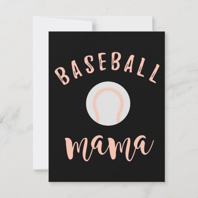 Convites Beisebol Mama | Mãe Amor Baseball (Frente)