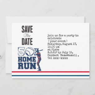 Convites Beisebol salve a data da 50ª Festa de aniversário