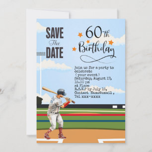 Convites Beisebol salve a Festa de aniversário 60