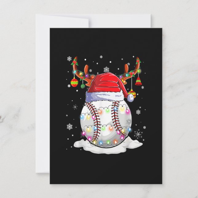 Convites Beisebol Santa Hat Reindee Natal Luzes Engraçadas (Frente)