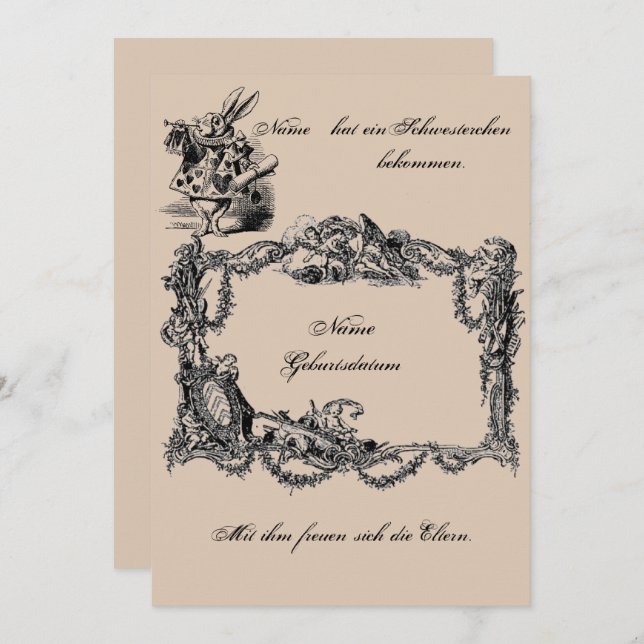 Convites Bekanntgabe zur Geburt – Geburtskarte (Frente/Verso)