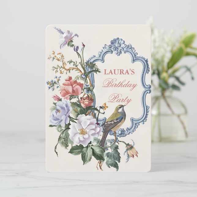 Convites Bela arte de flora e fauna (Em pé/Frente)