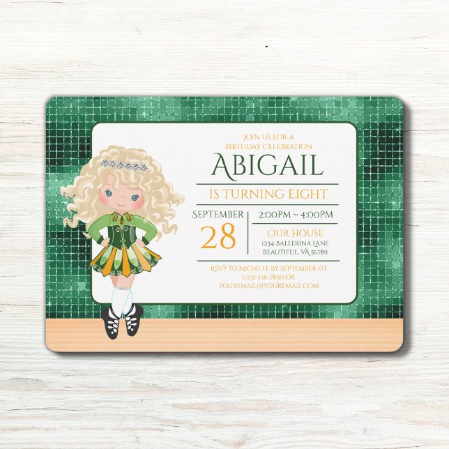 Convites Bela Calçado Loura-de-Bela-Bona-Irlandesa Aniversá (Criador carregado)