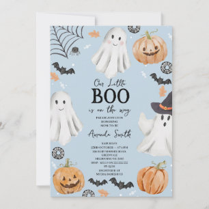 Convites Bela Chá de fraldas Azul do Halloween Pequeno Boo