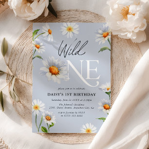 Convites Bela Daisy Wild One Menina 1º Aniversário