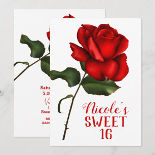 Convites Bela e a Fera do Partido Rose Red Sweet 16