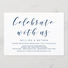 Convites Bela Elegância, Azul Marinho, Casamento Fugitivo