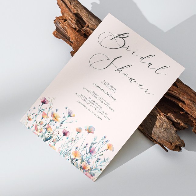 Convites Bela Escamuflada: chá de panela Floral de Aquarela (Blush Beauty: Watercolor Floral bridal shower Invitation Personalized)