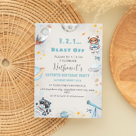 Convites Bela explosão espacial temático aniversário