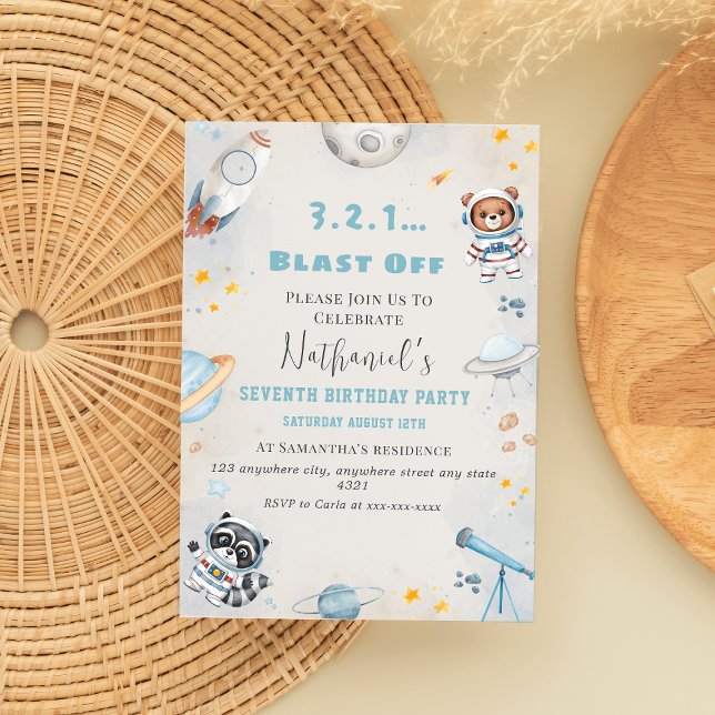 Convites Bela explosão espacial temático aniversário (Criador carregado)