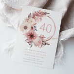 Convites Bela festa de aniversário de 40 anos de Blush Boho<br><div class="desc">Belo Convite de festas Boho Blush aniversário de 40 anos Veja nossa coleção para muitos mais convites e itens correspondentes Também disponíveis como um convite para download digital.</div>