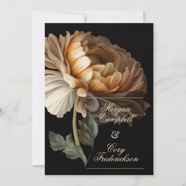 Convites Bela Flor Pintada do Mundo Antigo Romântico e Somb (Frente)