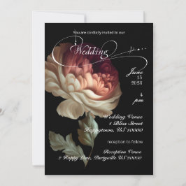 Convites Bela Flor Pintada do Velho Mundo Romântica P1ink 