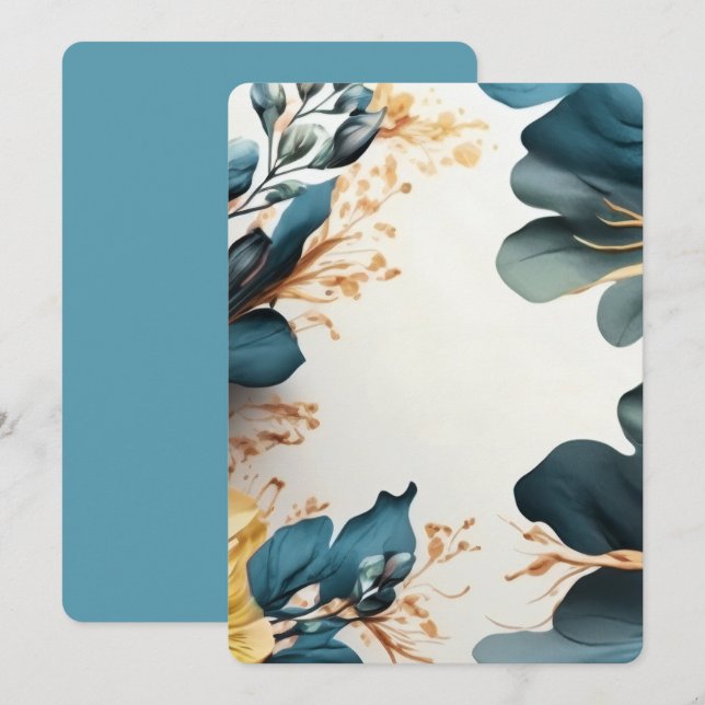 Convites Bela floral em aquarela (Frente/Verso)