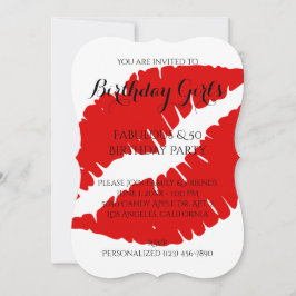 Convites Bela garota de aniversário e Bela Lábio Vermelho d