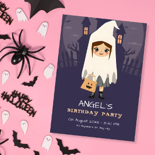 Convites Bela garotinha assustadora aniversário