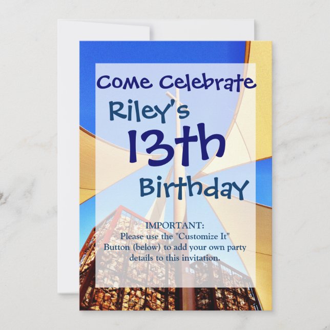 Convites Bela Igreja Cristã Atravessa Céu Azul (Frente)