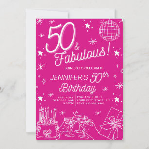 Convites Bela Mão Branca Desenhou 50 E Fabuloso Aniversário