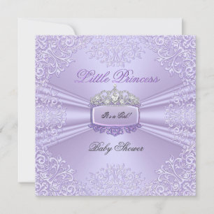 Convites Bela Menina de Chuveiro de Bebê Princesa Tiara Lav
