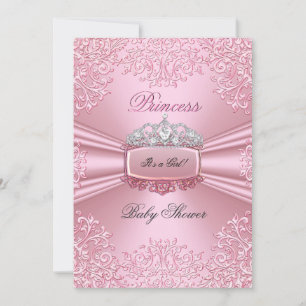Convites Bela Menina de Chuveiro de Bebê Tiara Princesa Ros