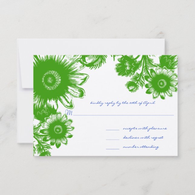Convites Bela placa RSVP de Casamento de Flor Vintage (Frente)