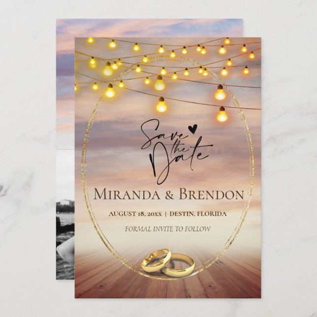 Convites Bela praia da Flórida, brilhante e sua foto eu (Frente/Verso)