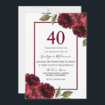 Convites Bela Rosa vermelha Elegante de aniversário de 40 a<br><div class="desc">Convite de festas elegante de aniversário de 40 anos Elegante para Rosa vermelha de  Veja a coleção correspondente em Niche e Nest Store</div>