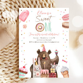 Convites Bela Rosquinha de Animais de Uma Festa Primeiro An
