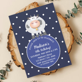 Convites Bela Vaca de Cartoon Engraçada de Kawaii Feliz 50º