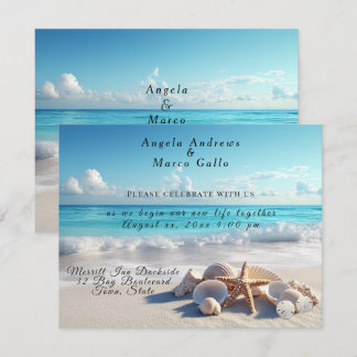 Convites Belas Conchas Estrela-do-Mar Casamento na Praia