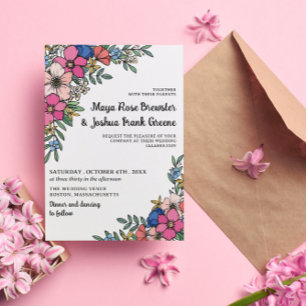 Convites Belas Flores Coloridas Casamento Primavera Verão