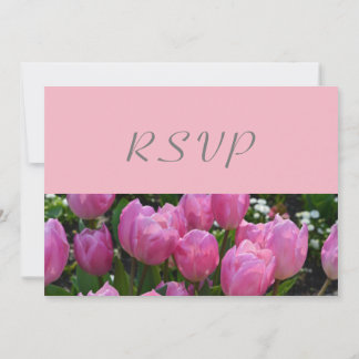 Convites belas flores de tulipa rosa RSVP festa de casament
