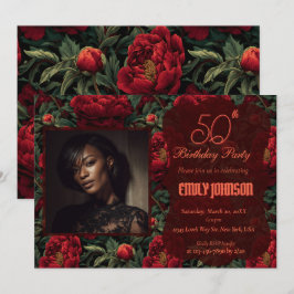 Convites Belas Peônias Pétala Primavera Aniversário 