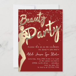 Convites Beleza Body Party - Download instantâneo Dourado d