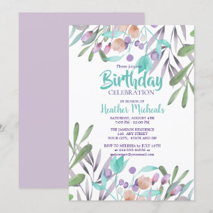 Convites Beleza Botânica Mulher a Aquarela Aniversário