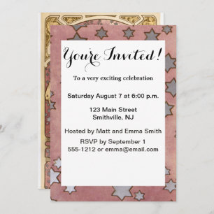 Convites Beleza da Mulher Mucha Art Nouveau